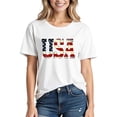 thumbnail image 1 of VKOYWKM USA Flag T-Shirt Women Oversized Short Sleeve Patriotic Top Stars and Stripes Graphic T Shirts Casual Crew Neck Independence Day American Flag Tees, 1 of 3