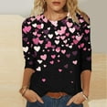 thumbnail image 1 of VKOYWKM Valentine T-Shirts Women 3/4 Sleeve Tops Cute Love Graphic Tees Valentine Gift Top Casual Crew Neck Holiday Tunic Blouses, 1 of 5