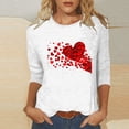 thumbnail image 1 of VKOYWKM Valentine's Day Tops for Women Cute Love Heart Graphic Tees 3/4 Sleeve Crew Neck Holiday T-Shirts Valentines Day Gifts, 1 of 5