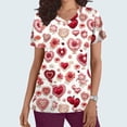 thumbnail image 1 of VKOYWKM Valentines Day Shirts for Women Scrub Tops Cute Heart Print V Neck Nurse Uniforms Short Sleeve Loose Fit Valentine Working Uniform with Pockets, 1 of 5