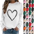 thumbnail image 1 of VKOYWKM Valentines Day Sweatshirt Women Heart Graphic Sweatshirt Crew Neck Long Sleeve Pullover Tops Romantic Holiday Sweatshirts, 1 of 4