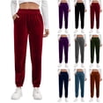 thumbnail image 1 of VKOYWKM Velvet Jogger Pants for Women Elastic High Waisted Sweatpants Loose Fit Casual Velour Joggers Soft Running Sweatpant Joggers with Pockets, 1 of 10