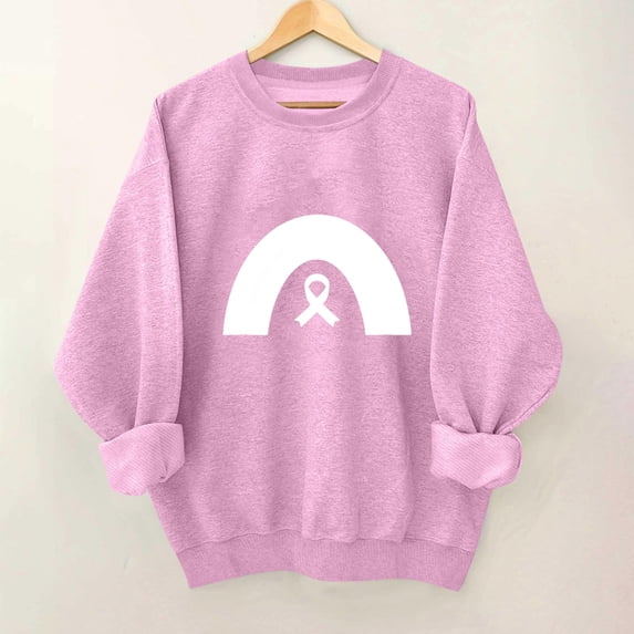 VKOYWKM Women Breast Cancer Awareness T Shirt Long Sleeve Pink Ribbon Tops Color Block Raglan Shirt Fight Cancer Crew Neck Pullover Blouses