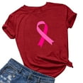 thumbnail image 1 of VKOYWKM Women Breast Cancer Survivor Tees Breast Cancer Awareness Shirt Pink Ribbon T Shirt Inspirational Breast Cancer Crew Neck Short Sleeve Tee Tops, 1 of 3