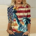 thumbnail image 1 of VKOYWKM Women's 3/4 Sleeve Tops 4th of July Independence Day Shirts USA Flag Graphic T Shirts Holiday Crew Neck American Flag Tshirts Patriotic Tunic Tops, 1 of 5