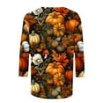 thumbnail image 1 of VKOYWKM Women's 3/4 Sleeve Tops Thanksgiving Shirts Pumpkin Graphic T Shirts Thanksgiving Family Party Top Loose Fit Crew Neck Vintage T-Shirt Blouses, 1 of 4