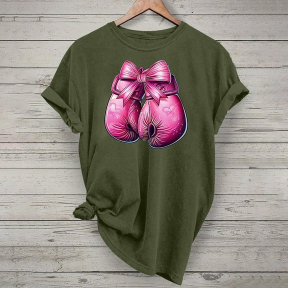 VKOYWKM Women's Breast Cancer Survivor T-Shirts Breast Cancer Awareness Shirts Short Sleeve Inspirational Breast Cancer Graphic Tees Crew Neck Loose Fit Pink Ribbon Tops