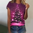 thumbnail image 1 of VKOYWKM Women's Christmas T Shirts Merry Christmas Tree Print Short Sleeve T-Shirts Crew Neck Loose Fit Christmas Party Tops, 1 of 5