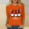 thumbnail image 1 of VKOYWKM Women's Christmas Tops Christmas Graphic Tees Crew Neck Loose Fit 3/4 Sleeve Tops Holiday Family Party Blouses, 1 of 4