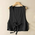 thumbnail image 1 of VKOYWKM Women's Cotton Linen Vest Casual Sleeveless Jacket Tie Front Blazer Waistcoat Lightweight Summer Vest Solid Color Vest Jackets, 1 of 4