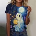 thumbnail image 1 of VKOYWKM Women's Halloween Tshirts Ghost Graphic Tees Casual Round Neck Loose Fit Party Top Spooky Print Short Sleeve T Shirts, 1 of 6