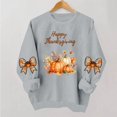 thumbnail image 1 of VKOYWKM Women's Happy Thanksgiving Sweatshirt Funny Letter Pumpkin Print Long Sleeve Crewneck Fall Pullover Tops, 1 of 5