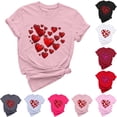 thumbnail image 1 of VKOYWKM Women's Heart Shirts Valentine T-Shirts Cute Love Heart Graphic Tees Short Sleeve Loose Fit Spring T-Shirt Holiday Tops Romantic Crew Neck Valentine's Day Tshirts, 1 of 7