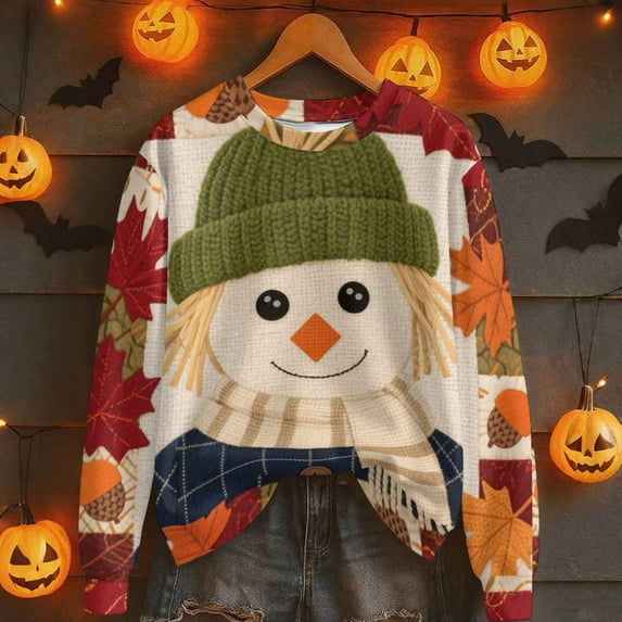 VKOYWKM Women's Pumpkin Sweatshirt Thanksgiving Sweatshirts Oversized Long Sleeve Crew Neck Sweatshirt Thankful Graphic Pullover Sweatshirts