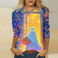 thumbnail image 1 of VKOYWKM Women's Tops Halloween Shirts 3/4 Sleeve Pumpkin Ghost Graphic T Shirts Loose Fit Crew Neck T-Shirts Halloween Costumes Tops, 1 of 5