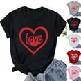 thumbnail image 1 of VKOYWKM Women's Valentine's Day T Shirts Love Heart Print Tees Short Sleeve Casual Crew Neck Holiday T Shirts Classic Romantic Valentine Cute Clothes, 1 of 6
