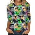 thumbnail image 1 of VKOYWKM Womens 3/4 Sleeve Tops and Blouses Halloween Pumpkin Print Tees Fall Crew Neck Loose Spooky T Shirts Halloween Costume, 1 of 4