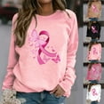 thumbnail image 1 of VKOYWKM Womens Breast Cancer Awareness Tops Pink Ribbon Print T-Shirts Long Sleeve Breast Cancer Survivor Tops Fall Crew Neck Pullover Tees, 1 of 5