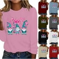 thumbnail image 1 of VKOYWKM Womens Breast Cancer Long Sleeve T-Shirts Pink Ribbon Print T-Shirts Breast Cancer Survivor Tops Fall Crew Neck Pullover Tees, 1 of 5