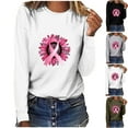 thumbnail image 1 of VKOYWKM Womens Breast Cancer Long Sleeve T-Shirts T-Shirt Pink Ribbon Print Breast Cancer Tops Crew Neck Loose Breast Cancer Awareness Sweatshirt, 1 of 4