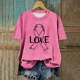 thumbnail image 1 of VKOYWKM Womens Breast Cancer T-Shirts Breast Cancer Awareness Tshirt Pink Ribbon Print Inspirational Tops Short Sleeve Crew Neck Breast Cancer Tshirts, 1 of 5