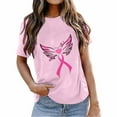 thumbnail image 1 of VKOYWKM Womens Breast Cancer Tshirts Breast Cancer Awareness T-Shirts Pink Ribbon T-Shirts Inspirational Breast Cancer Crew Neck Short Sleeve Tee Tops, 1 of 3