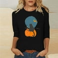 thumbnail image 1 of VKOYWKM Womens Halloween Shirts 3/4 Length Sleeve Women Tops Halloween Pumpkin Graphic T Shirts Holiday Crew Neck Three Quarter Length Sleeve Fall Blouses, 1 of 5
