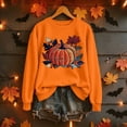 thumbnail image 1 of VKOYWKM Womens Halloween Thanksgiving Sweatshirt Pumpkin Graphic Sweatshirts Oversized Crew Neck Pullover Long Sleeve Fall Tops, 1 of 5