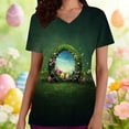 thumbnail image 1 of VKOYWKM Womens Happy Easter Scrub Tops Cute Bunny Rabbit Eggs Graphic Nurse Uniforms V-Neck Short Sleeve Working Uniform Easter Workwear Tops with Pockets, 1 of 6