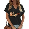 thumbnail image 1 of VKOYWKM Womens Happy Thanksgiving T Shirts V Neck Fall Tops Thanksgiving Pumpkin Graphic Tees Short Sleeve Thankful Blessed T-Shirts Holiday Top Halloween Shirts, 1 of 5