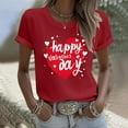 thumbnail image 1 of VKOYWKM Womens Heart Shirts Valentine's T-Shirts Cute Heart Print Short Sleeve Top Valentine Holiday T Shirts Crew Neck Loose Fit Family Party Tees Spring Fashion, 1 of 5