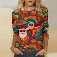 thumbnail image 1 of VKOYWKM Womens Merry Christmas T-Shirts 3/4 Sleeve Tops Funny Christmas Santa Graphic Tees Loose Crew Neck Holiday Xmas T-Shirts, 1 of 5