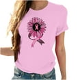 thumbnail image 1 of VKOYWKM Womens Pink Ribbon T-Shirts Breast Cancer Breast Cancer Print T Shirts Short Sleeve Inspirational Tops Breast Cancer Crew Neck Tees, 1 of 3