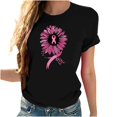 thumbnail image 1 of VKOYWKM Womens Pink Ribbon T-Shirts Breast Cancer Breast Cancer Print T Shirts Short Sleeve Inspirational Tops Breast Cancer Crew Neck Tees, 1 of 3