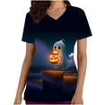 thumbnail image 1 of VKOYWKM Womens Scrubs Halloween Pumpkin Ghost Graphic Tshirts Nurse Uniforms Short Sleeve V Neck Loose Working Uniforms with Pockets Nurse Gift Tops, 1 of 4