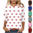 thumbnail image 1 of VKOYWKM Womens Spring Tops 3/4 Sleeve Valentines Day Shirts Love Graphic Tees Cute Tops Holiday T Shirts Casual Crew Neck Romantic Tshirts, 1 of 6