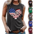 thumbnail image 1 of VKOYWKM Womens Tank Tops 4th of July American Flag Heart Graphic Workout Tank Top Patriotic Independence Day Crew Neck Sleeveless Tops, 1 of 5