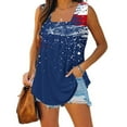 thumbnail image 1 of VKOYWKM Womens Tank Tops Loose Fit American Flag Print Patriotic Tops Sleeveless Square Neck Tanks Independence Day Red White and Blue Tank Shirts, 1 of 5