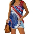 thumbnail image 1 of VKOYWKM Womens Tank Tops Loose Fit American Flag Print Patriotic Tops Sleeveless Square Neck Tanks Independence Day Red White and Blue Tank Shirts, 1 of 5