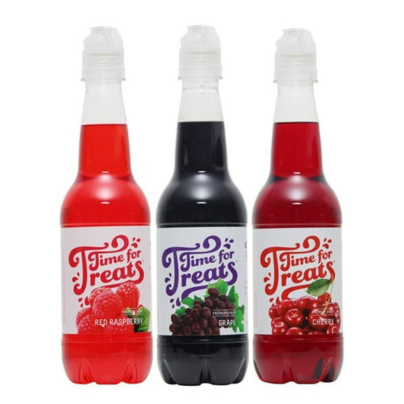 VKP Brands 3-Pack Premium Syrup for Snow Cones, Slushes and More, Gluten Free, 16.9 Oz - Grape, Cherry and Red Raspberry