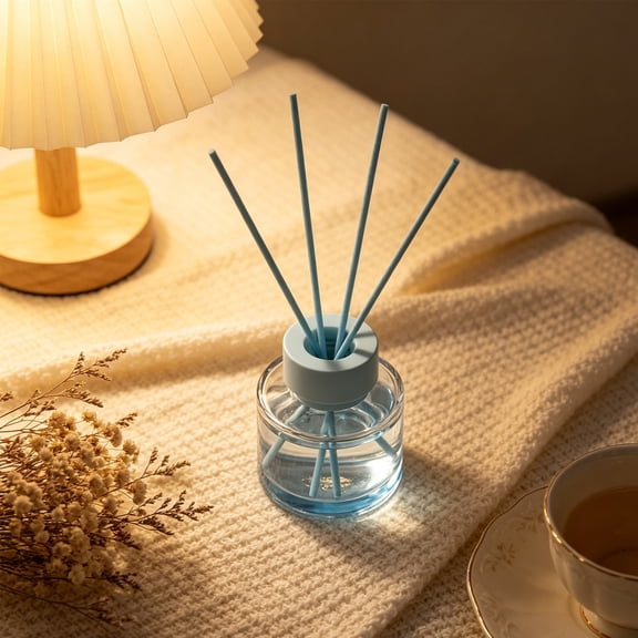 VKQNRGS 1Pcs Fragrance Glass Diffuser Bottles Diffuser Jars with caps and Rattan Stick Fragrance Accessories use for DIY Replacement Reed Diffuser Sets,Blue