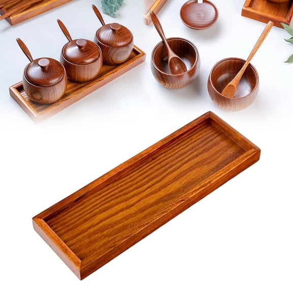VKQNRGS Acacia Wood Serving Tray, Wooden Decorative Tray for Coffee Table, Kitchen, Bathroom Counter - Rectangular Wood Platter for Candles, Perfume, Snacks,30x10cm/11.81x3.93in