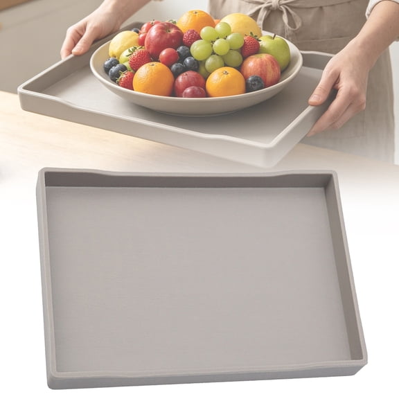 VKQNRGS Black Small Serving Tray,Countertop Organizer | for Bathtub Bathroom Vanity Items,Serving Accessory,Coffee,Drinks,Tea,Party,Spa,Perfume and Display Use,18x24.3cm/7.09x9.57in
