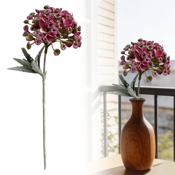 VKQNRGS Dusky Rose Hydrangea Artificial Flowers,Dried Textured Silk Hydrangea Flowers with Stems Fake Flower Bouquet Faux Floral Stems Artificial Flower Bulk for Table Wedding Home Decor,Pink