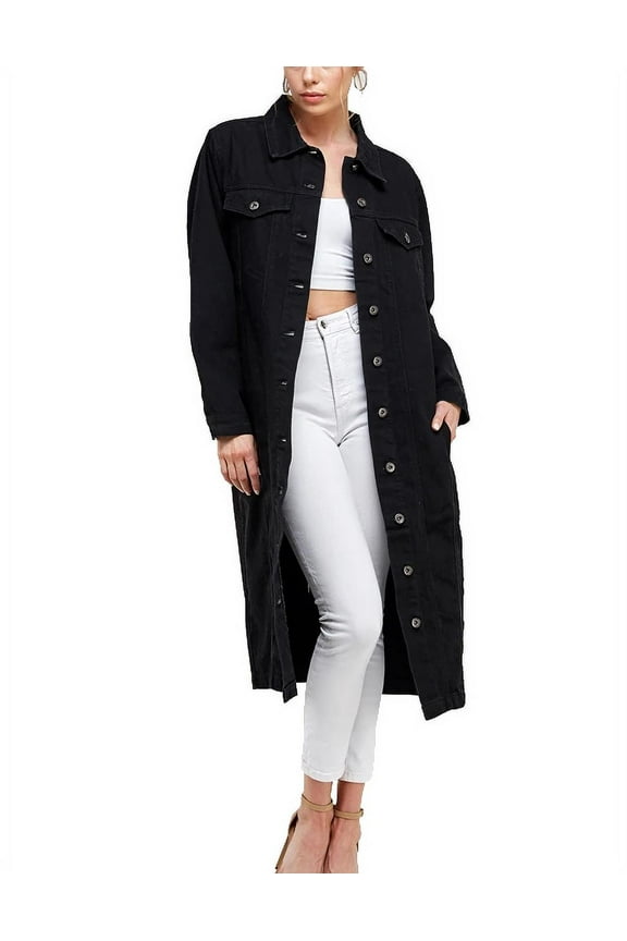 Cotton, Long Casual Maxi Length Denim Coat (Women's)