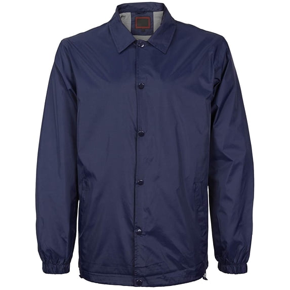 VKWEAR Men's Lightweight Water Resistant Button Up Nylon Windbreaker Coach Jacket (Black, M)