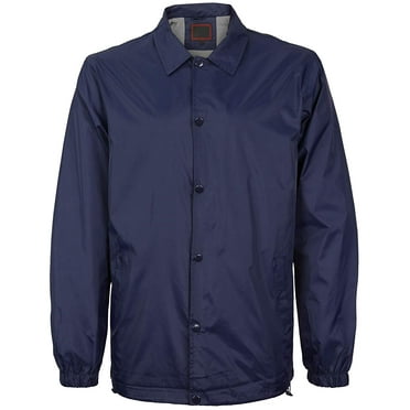 VKWEAR Men's Lightweight Water Resistant Button Up Nylon Windbreaker Coach Jacket (Black, M)