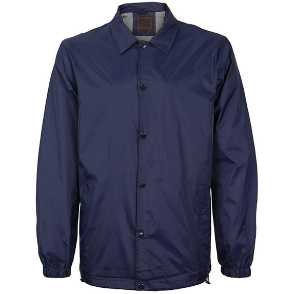 VKWEAR Men's Lightweight Water Resistant Button Up Nylon Windbreaker Coach Jacket (Black, M)