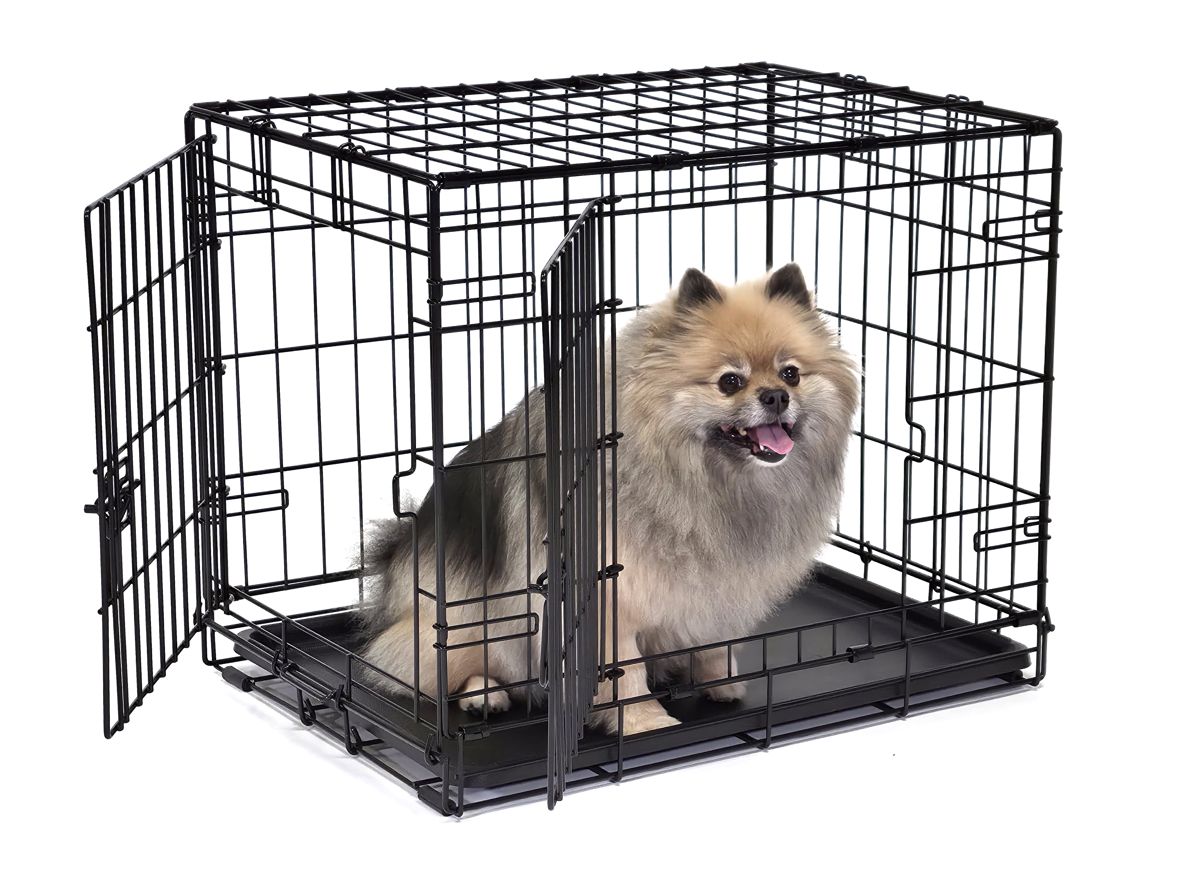 Vibrant Life Foldable 2-Door 24" Wire Crate for Dogs with Divider and Leak-Proof Tray