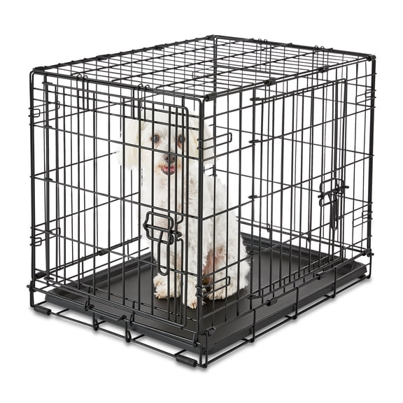 Vibrant Life Foldable 2-Door 24" Wire Crate for Dogs with Divider and Leak-Proof Tray